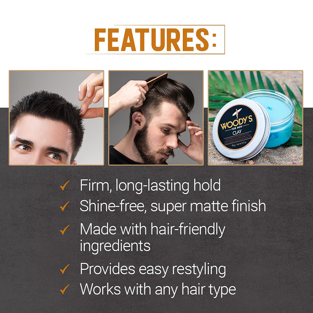 Close-up of Woody's Hair Clay texture highlighting defined texture without stiffness.