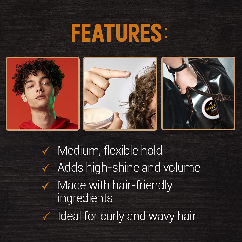 Close-up of Woody's hair cream texture for smooth styling.