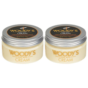 Woody's Matte Finish Clay Pomade jar for flexible hold on curly hair.