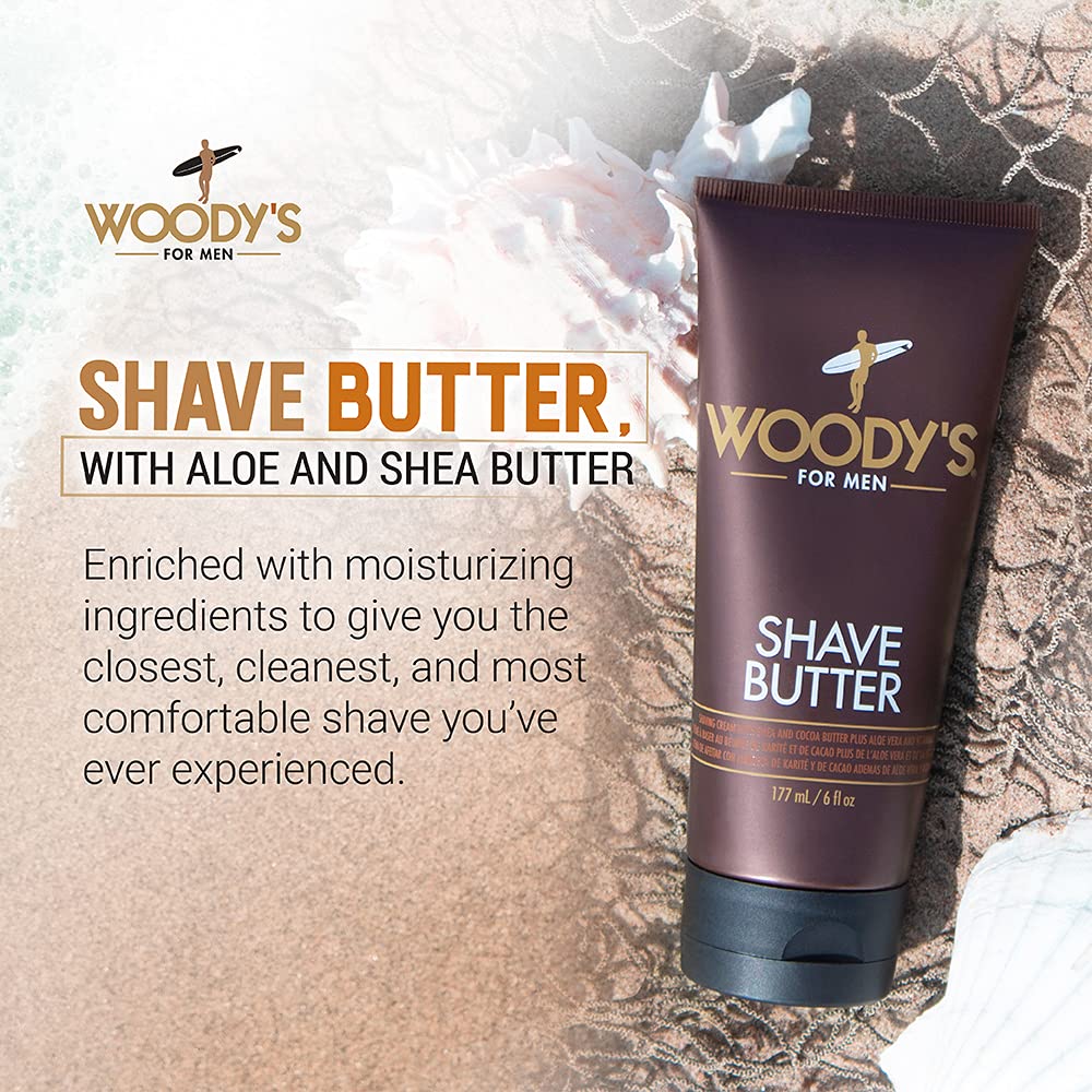 Woody's Shave Butter texture during application highlighting smooth glide