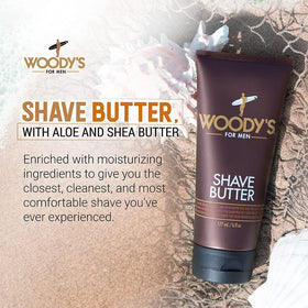 Woody's Shave Butter texture during application highlighting smooth glide
