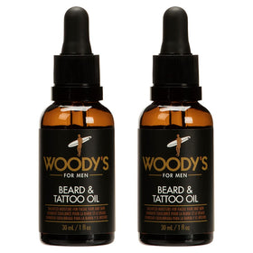 Woody's Tattoo & Beard Oil bottle front view for hydration.