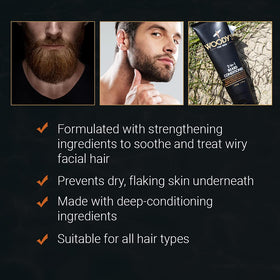 Woody's travel-size beard conditioner pack, perfect for on-the-go grooming.