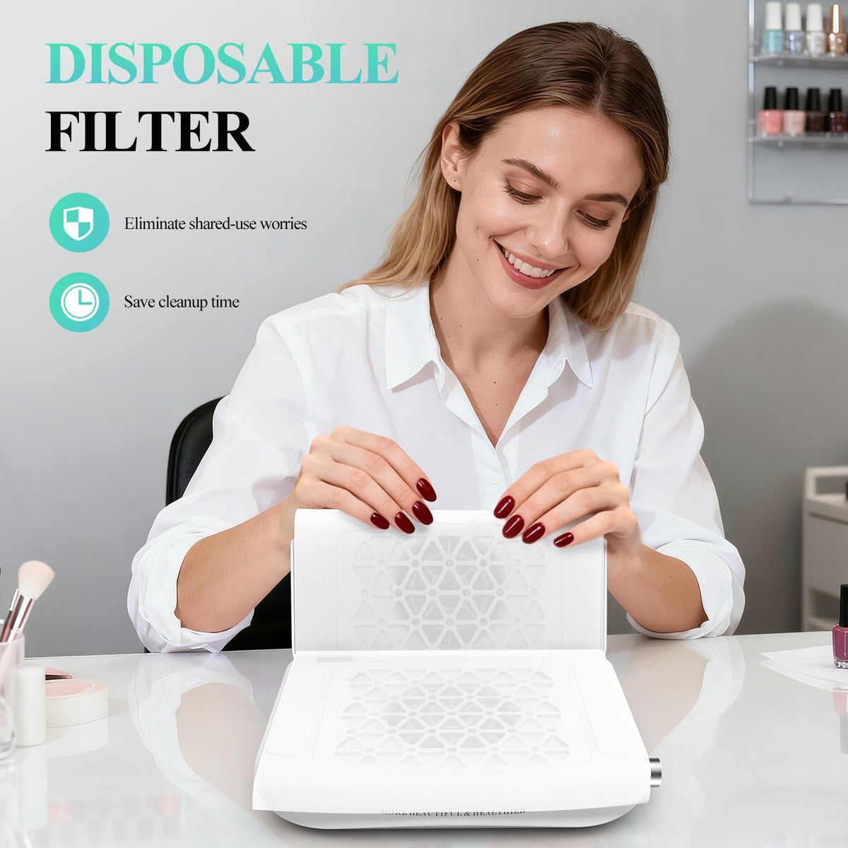 Woput Dust Collector wrist pad provides comfort during long sessions.