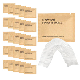 World Amenities one-size-fits-all shower cap offers universal fit and easy disposal.