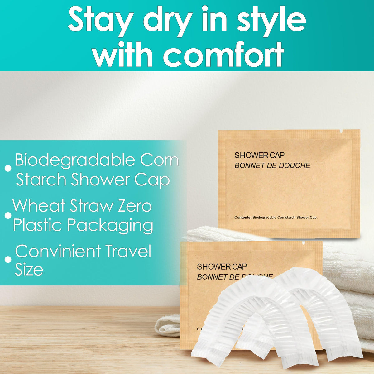 World Amenities compact design fits various head sizes for comfortable coverage.