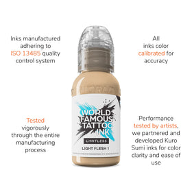 World Famous Tattoo Ink Limitless Light Flesh 1 artist-work trusted by pros for bold color.