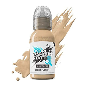 World Famous Tattoo Ink Limitless Light Flesh 1 bottle provides smooth, even coverage on diverse skin tones.