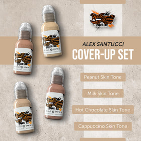 World Famous Skintone four-count set tone range swatches for seamless blending