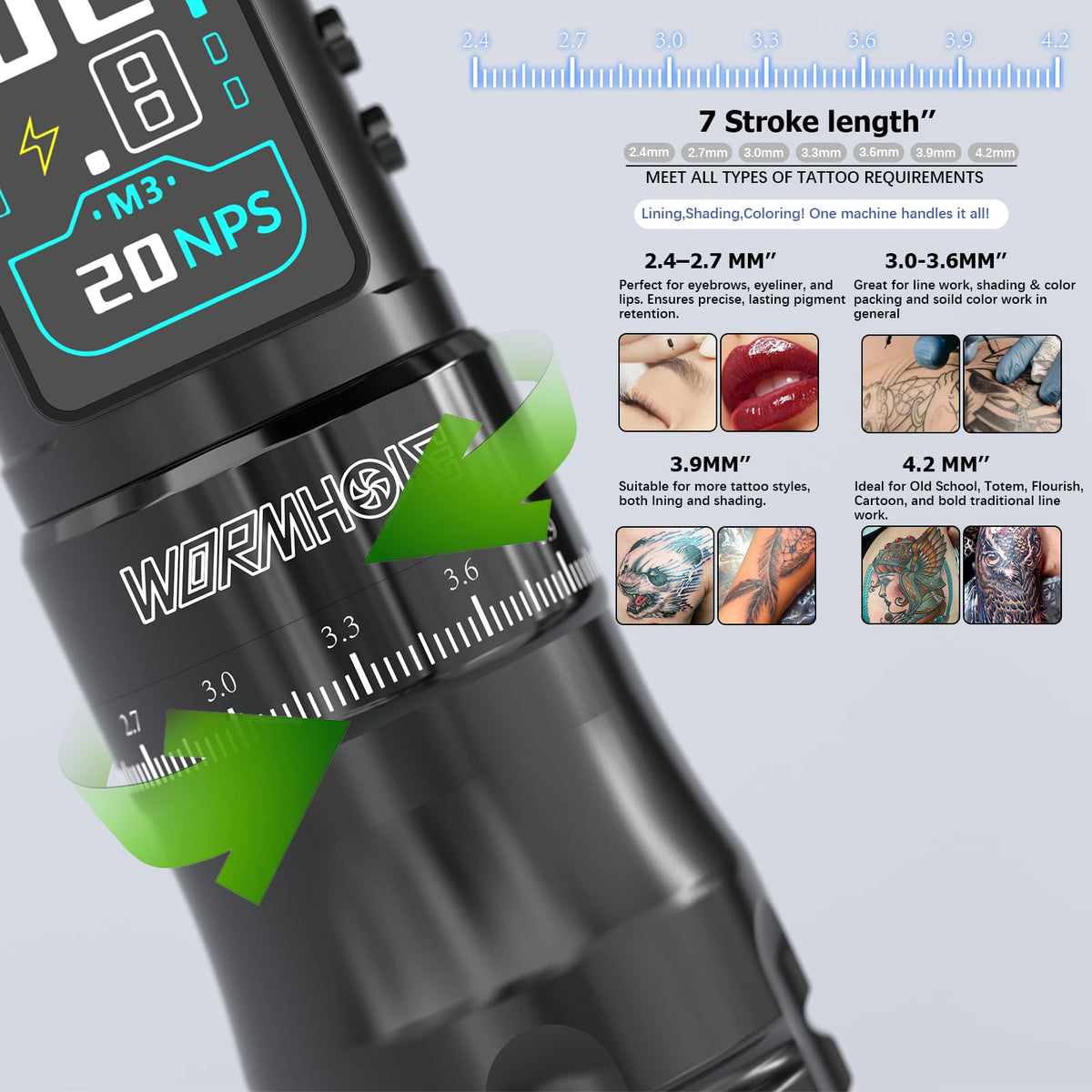 Wormhole Tattoo aluminum body for durable, lightweight handling