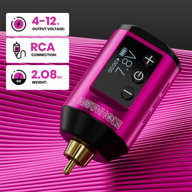 Wormhole Tattoo Battery Pack timing function tracks minutes during sessions.