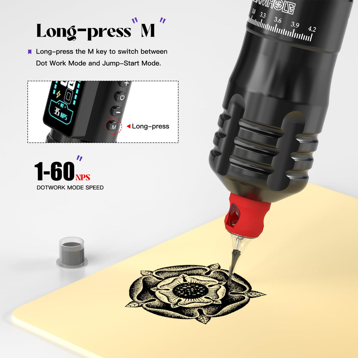 Wormhole Tattoo dot work mode offers textured options for styles