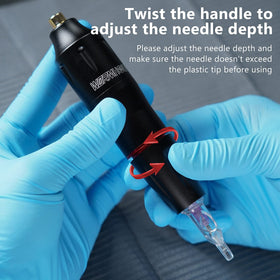 Close-up of Wormhole tattoo machine in smooth operation.