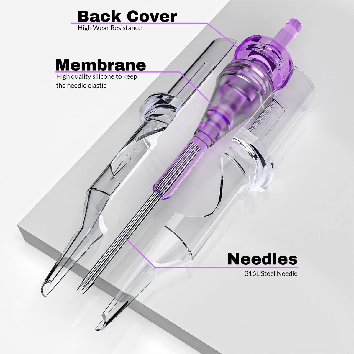 Wormhole Tattoo RL needles close-up showing precise lining options.