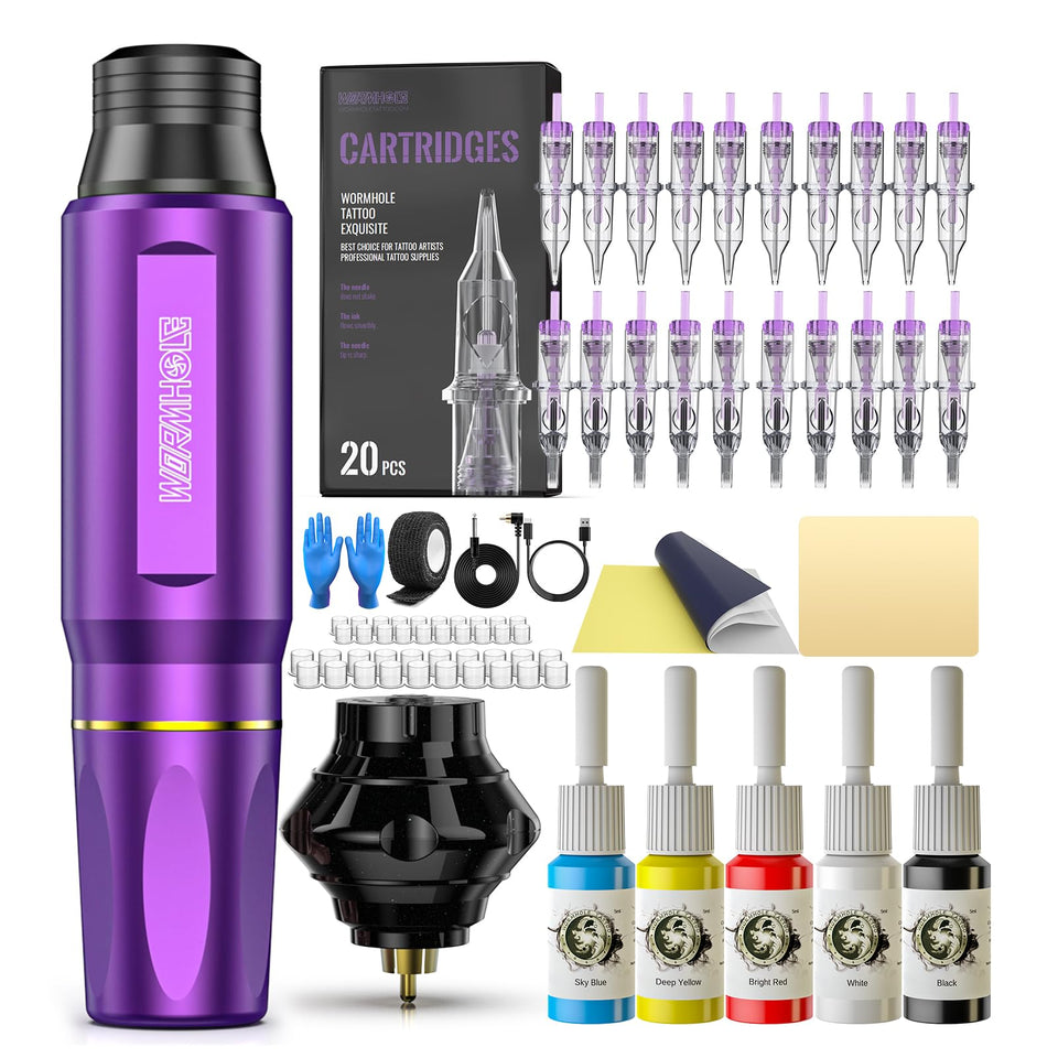 Wormhole Tattoo wireless kit gun purple-black for untethered precision and smooth shading