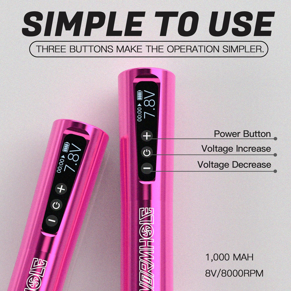 Wormhole wireless pen offers freedom for detailed facial tattooing.