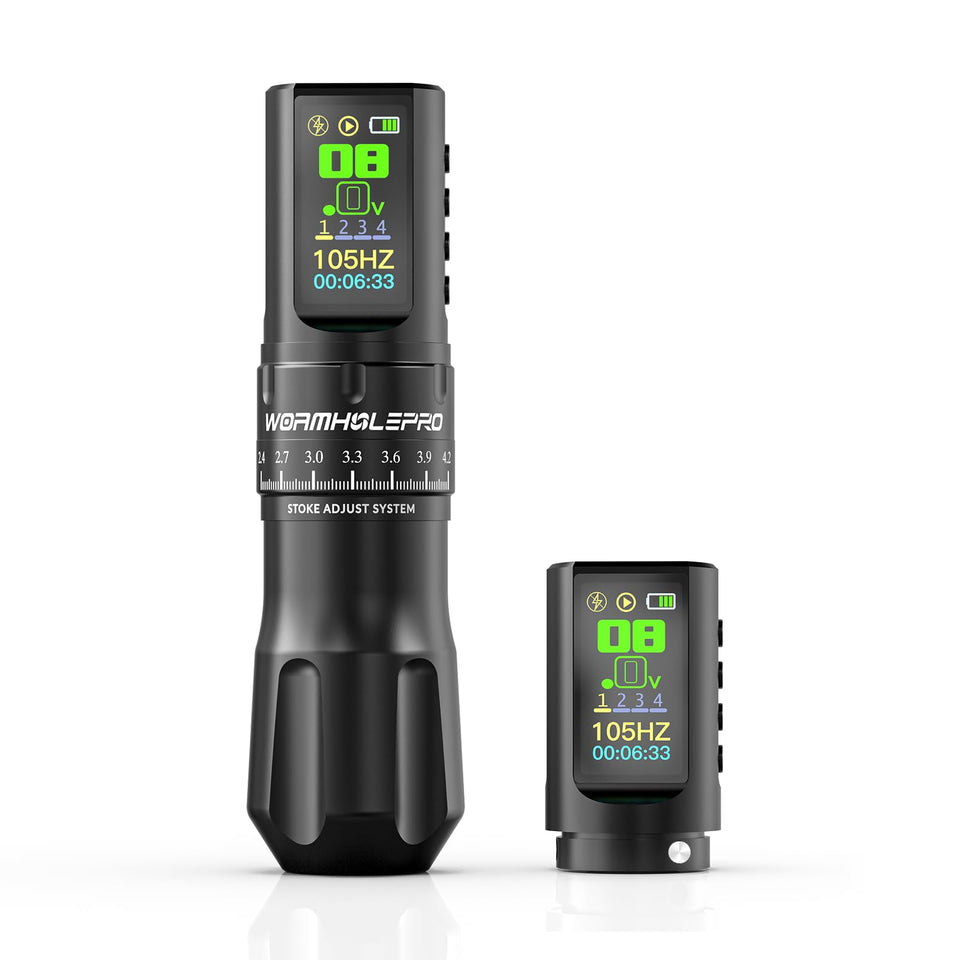 WORMHOLEPRO Aquila wireless tattoo machine front view for precise lines