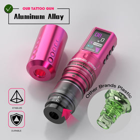 WORMHOLEPRO ergonomic pink tattoo pen for comfortable extended use.