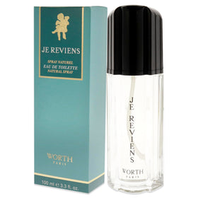 Worth Je Reviens EDT in hand suggests portable elegance for on-the-go use.