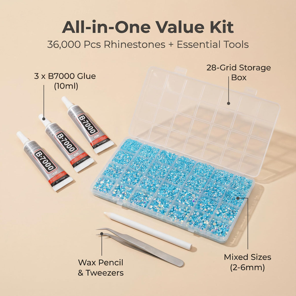 Worthofbest 2mm rhinestones for precise accents and nail art.