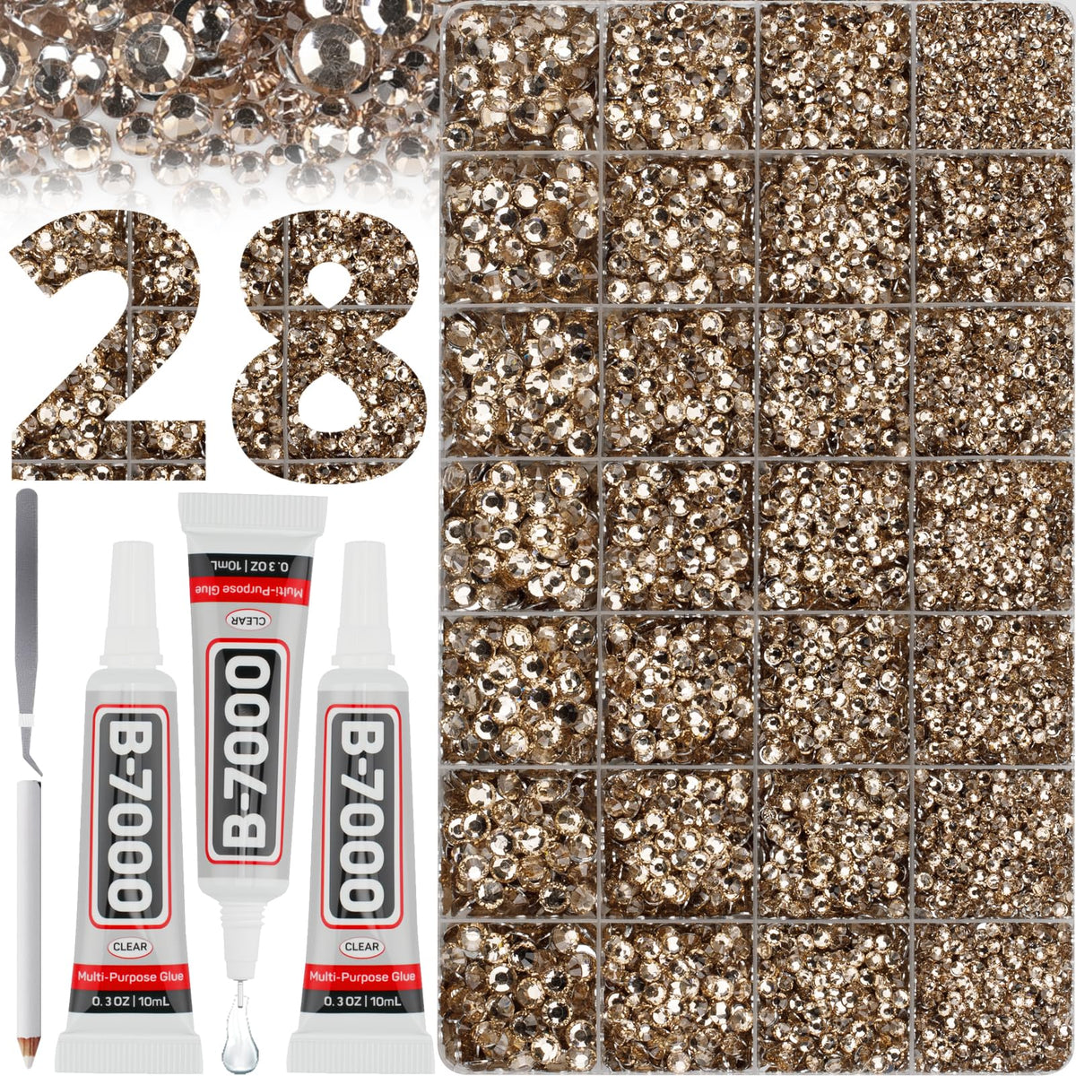Worthofbest 36000pcs rhinestones kit displayed to spark creative projects