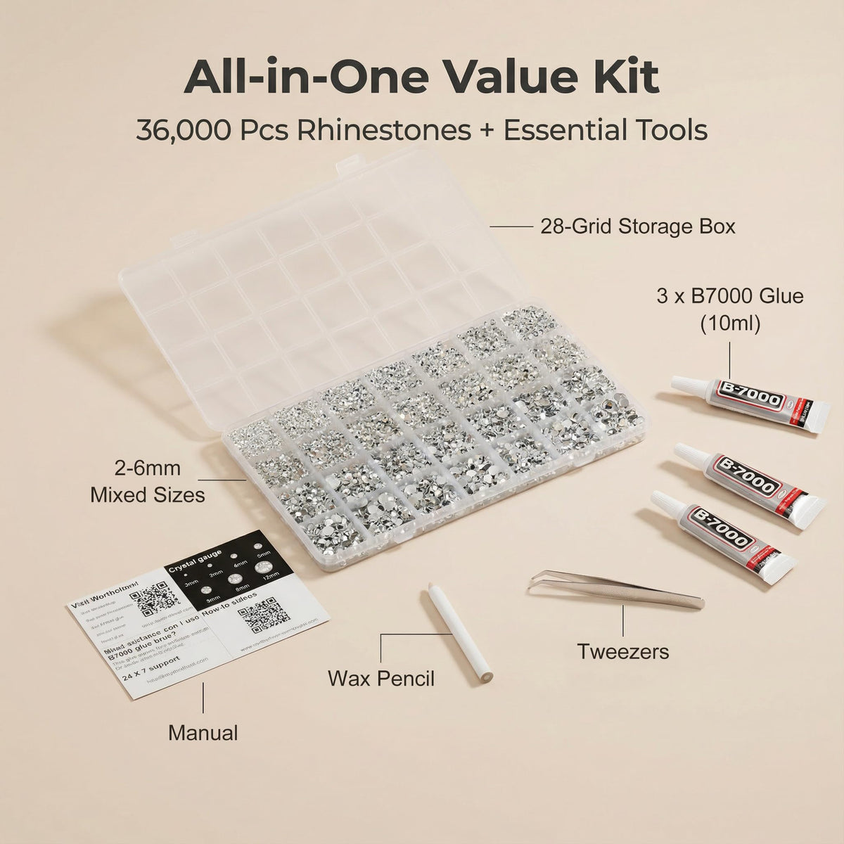 Worthofbest 2mm rhinestones for precise detailing in crafts.