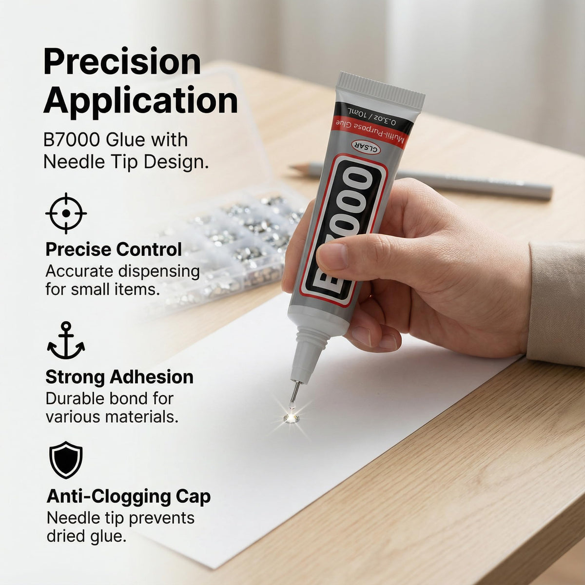 Worthofbest precision tweezers for exact rhinestone placement.