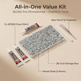 Worthofbest rhinestones in 5 sizes for detailed designs.