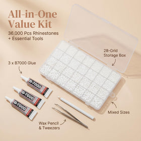 Worthofbest rhinestones organizer 28-grid—easy sorting for quick access during crafts.