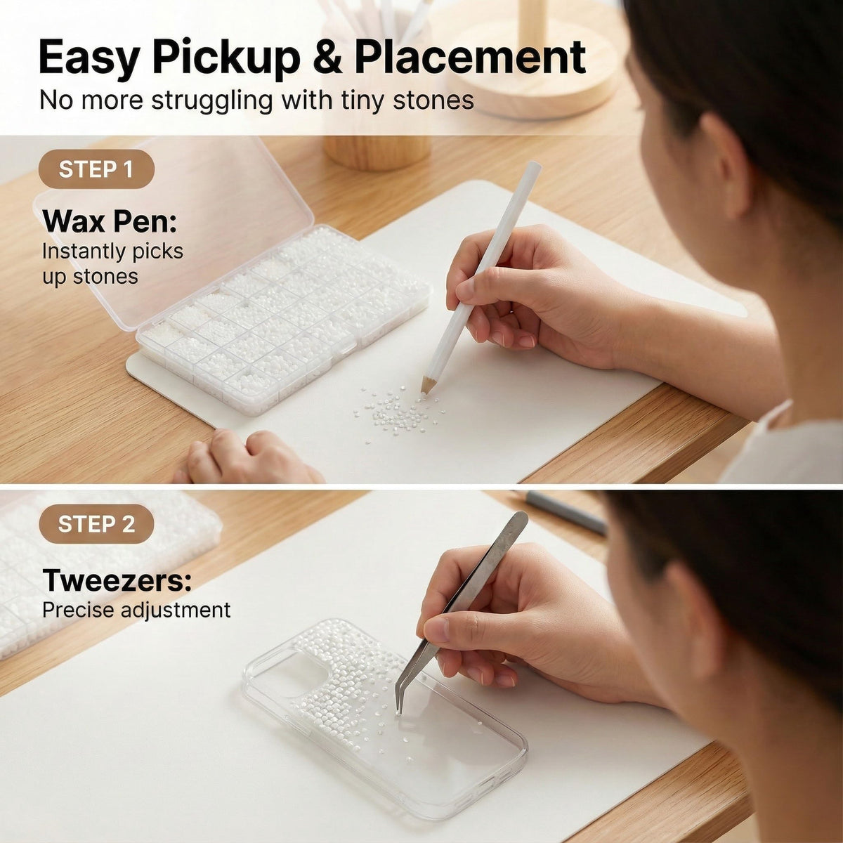 Worthofbest wax picker pencil—easy pickup for tiny rhinestones and details.