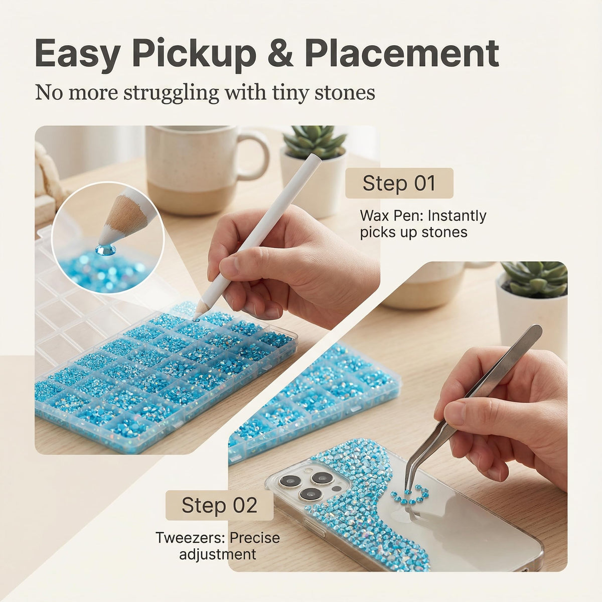 Worthofbest white wax picker pencil for easy gem pickup across sizes