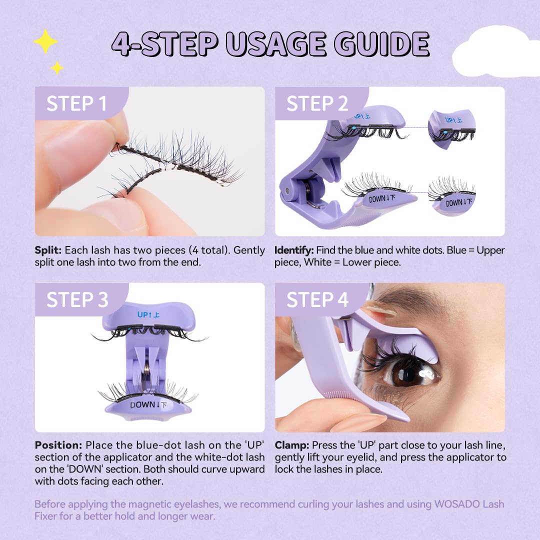 3s apply, 1s remove with WOSADO BearisBug magnetic lashes kit