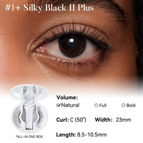 WOSADO No.2 Silky Brown II lashes worn on eye for lightweight comfort.