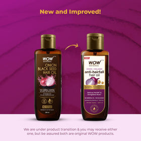 WOW Skin Science Onion Black Seed Hair Oil pour demonstrates fast-absorbing frizz control.