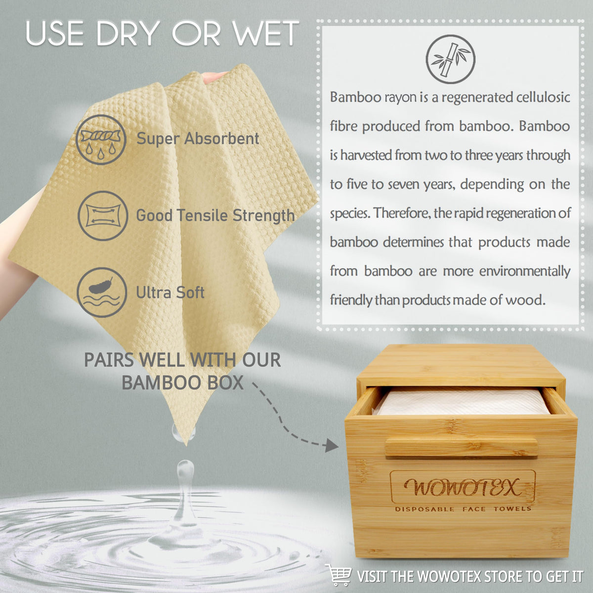 WOWOTEX biodegradable towels – eco-friendly, single-use cleansing option.