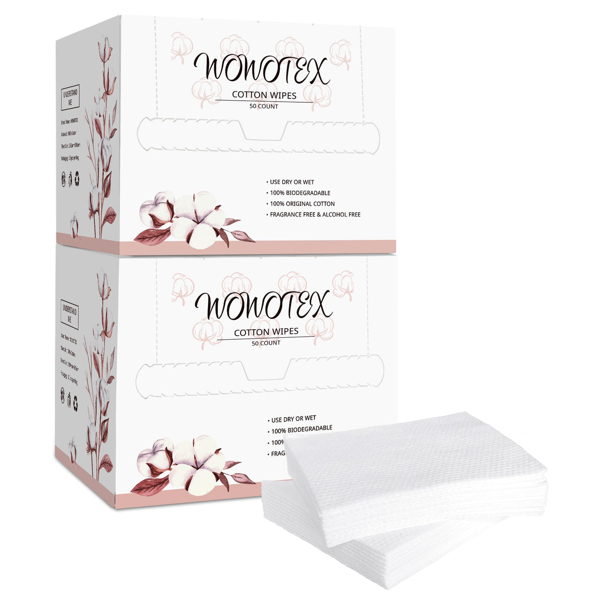 WOWOTEX disposable face towel pack shows soft cotton texture for gentle cleansing