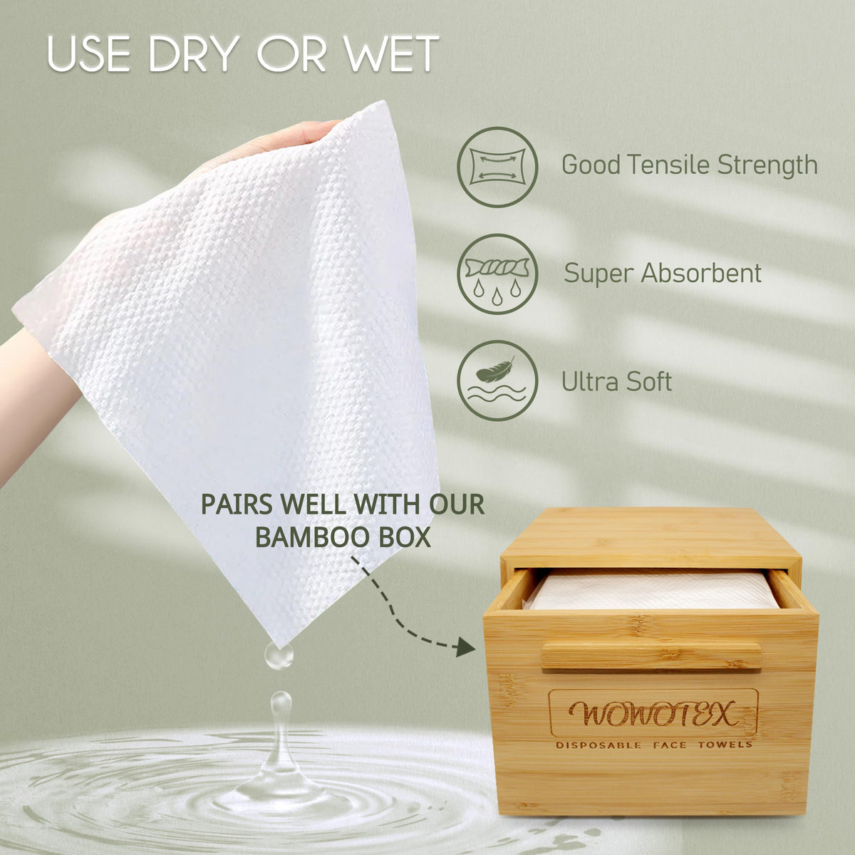 WOWOTEX fragrance-free and alcohol-free towels safe for sensitive skin cleansing.