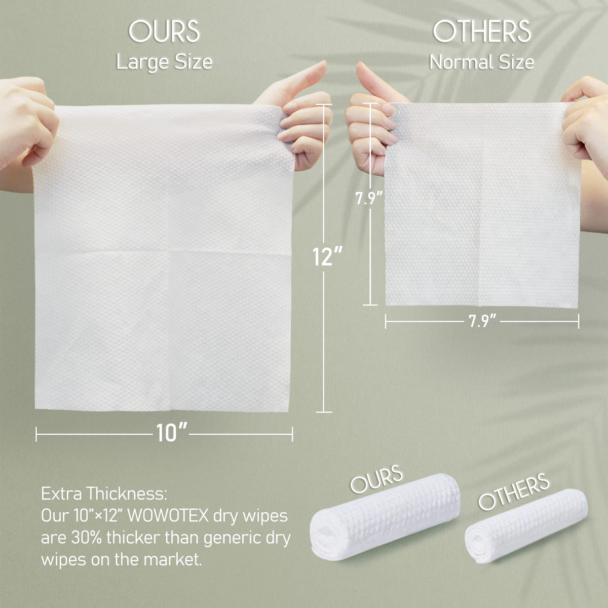 WOWOTEX large 10x12-inch towels suitable for wet or dry use.