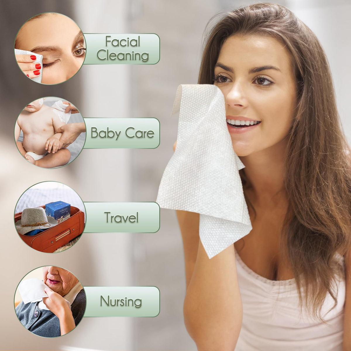 Nursing and baby care with WOWOTEX disposable face towels