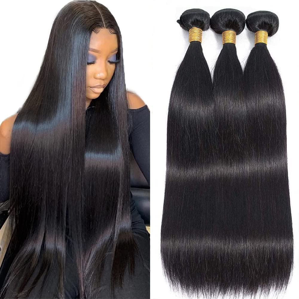 WOWQUEEN 12-inch bundles close-up of premium straight weave for daily wear