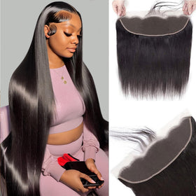 Wowqueen Beauty 13x4 HD lace frontal closure 20-inch front view showing natural hairline.