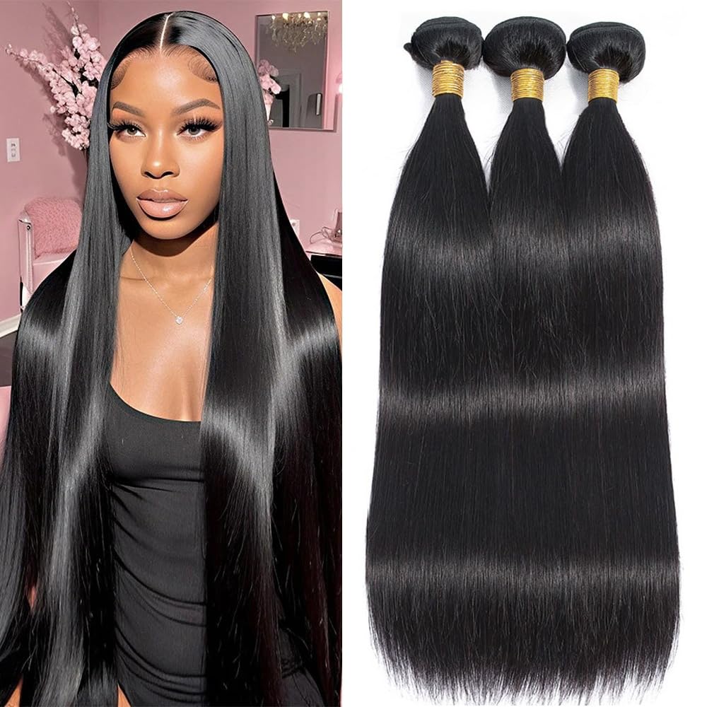 Wowqueen bundles straight weave closeup highlights silky texture for natural blending