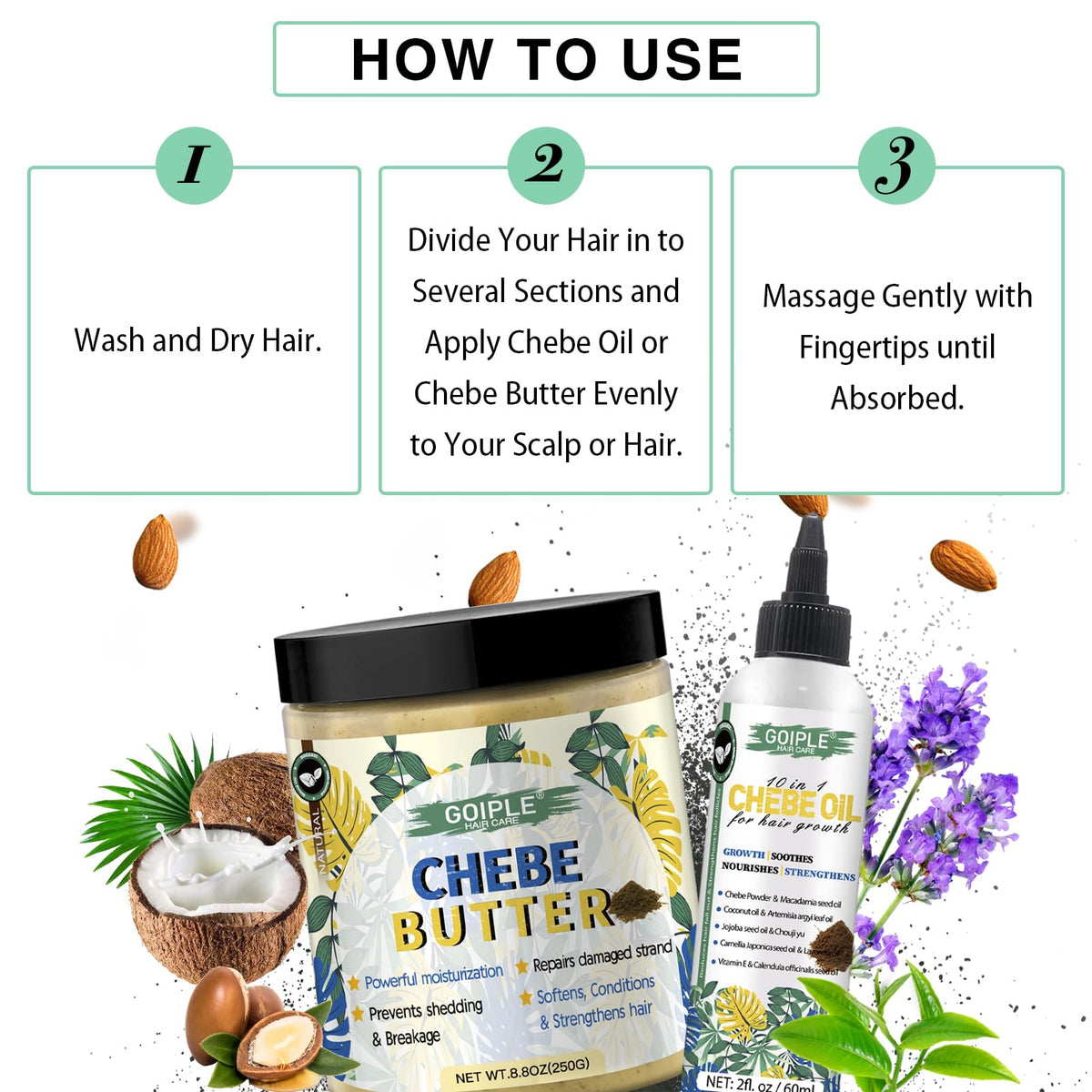 WOZUTUNT Chebe ingredients scene emphasizes natural botanical blend
