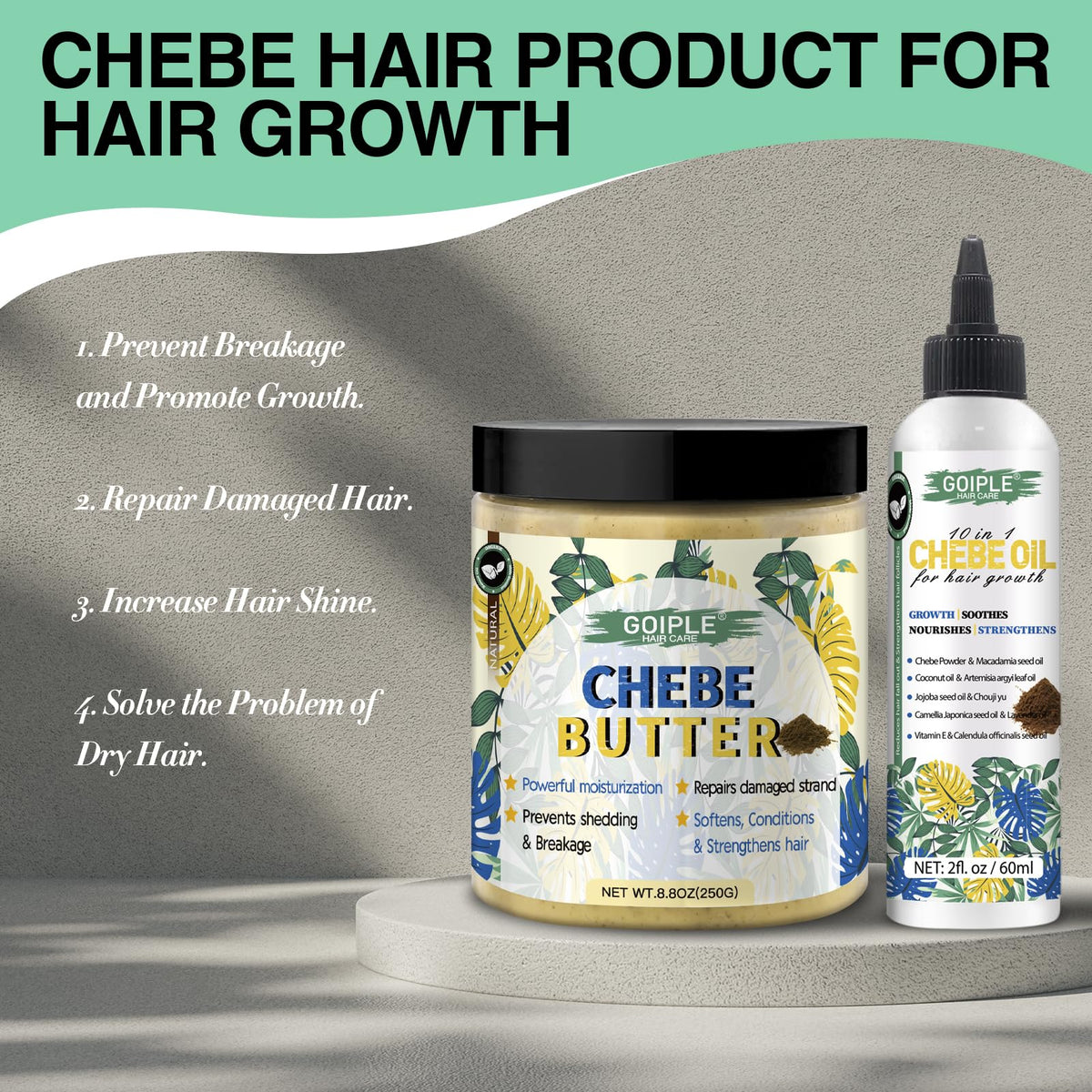 WOZUTUNT Chebe Oil on hair showing smooth, controlled shine