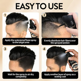 WOZUTUNT spray anchors fibers to existing hair for fuller look.