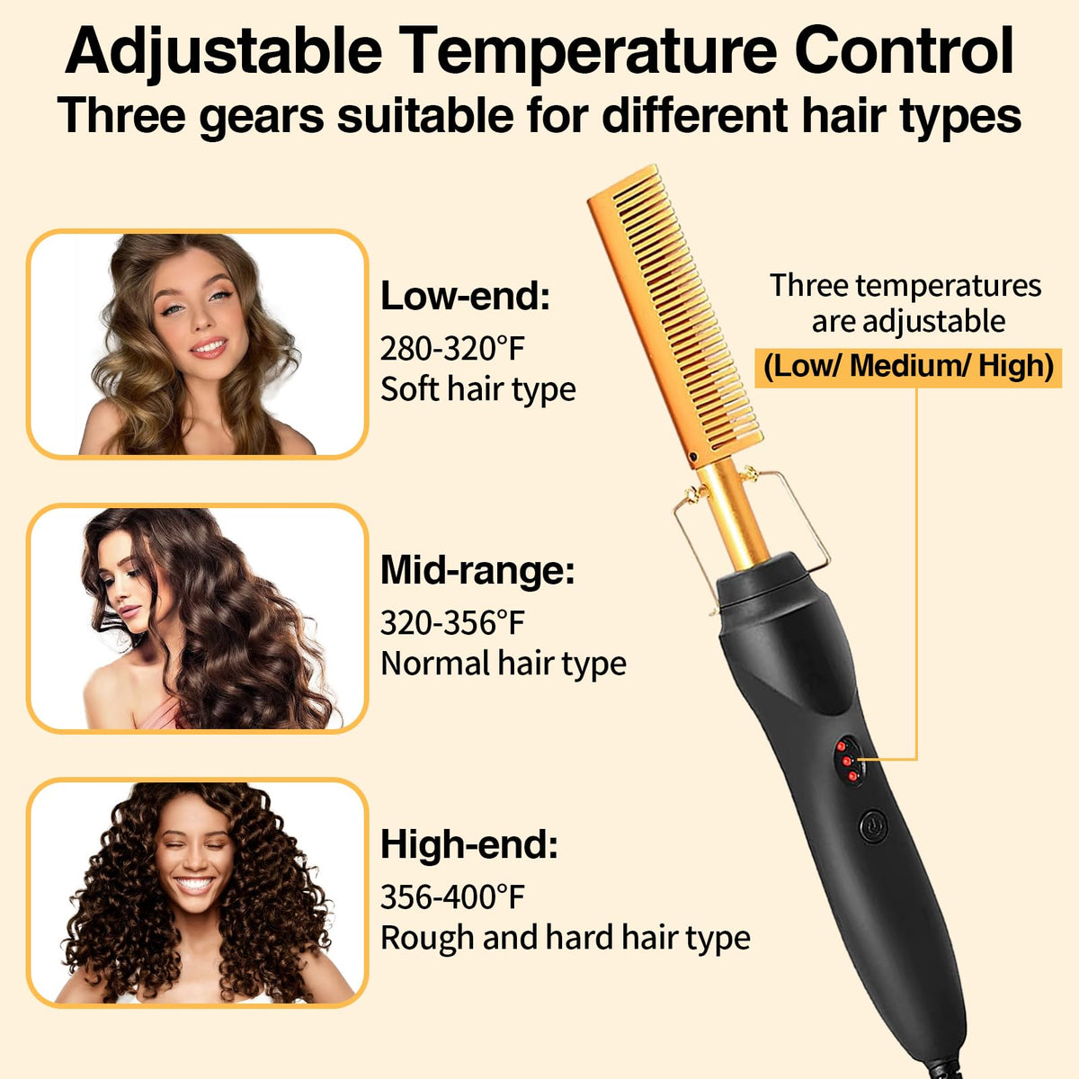 WOZUTUNT anti-scald safety feature protects the scalp during styling.