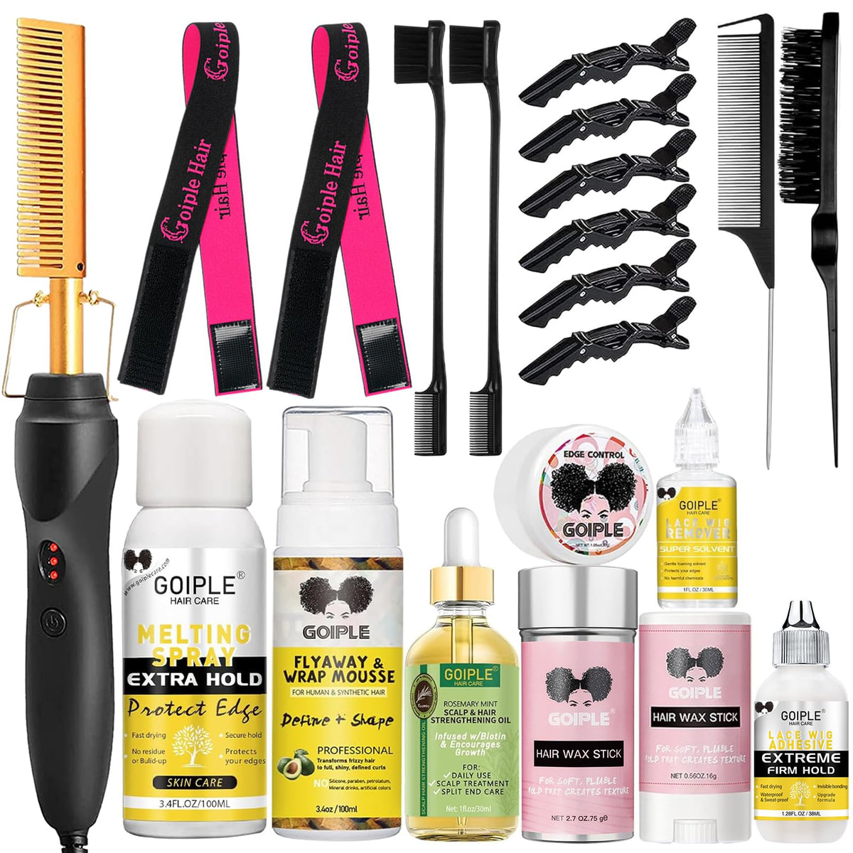 WOZUTUNT hot comb straightener bundle for versatile wig styling.