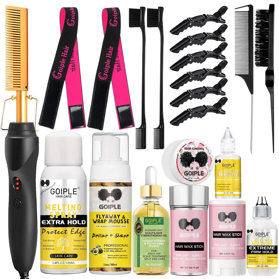 WOZUTUNT hot comb straightener bundle for versatile wig styling.