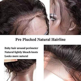 Bleached knots on the part line create natural scalp appearance.