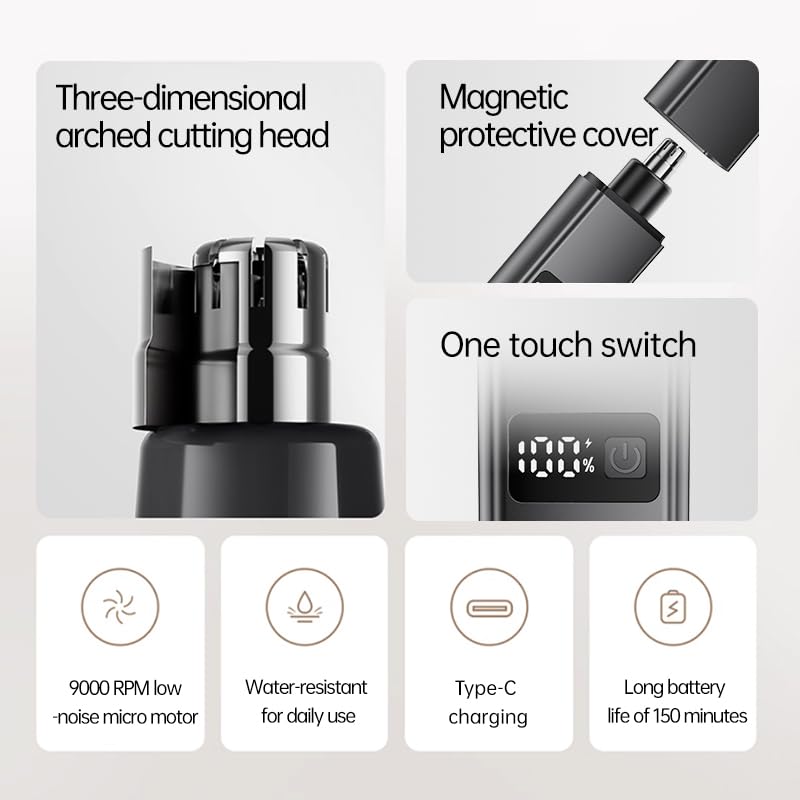 WPBB ear and nose trimmer with USB-C charging for travel readiness